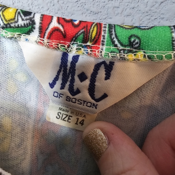 Vtg MC of Boston Dress Size 14 Womens Colorful Floral Striped 70s Sundress - Picture 13 of 14